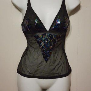 Sheer Chemise Lingerie  Nightie Sheer Black VNeck Small Body by Victoria
